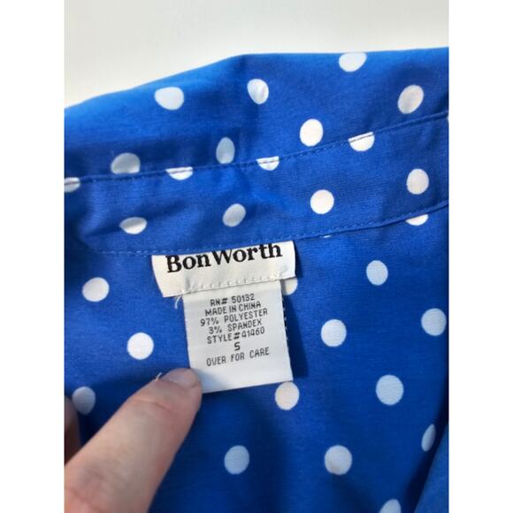 Bonworth size small polka dot blue white career causal button up ( oversized ) ^ - Picture 4 of 6